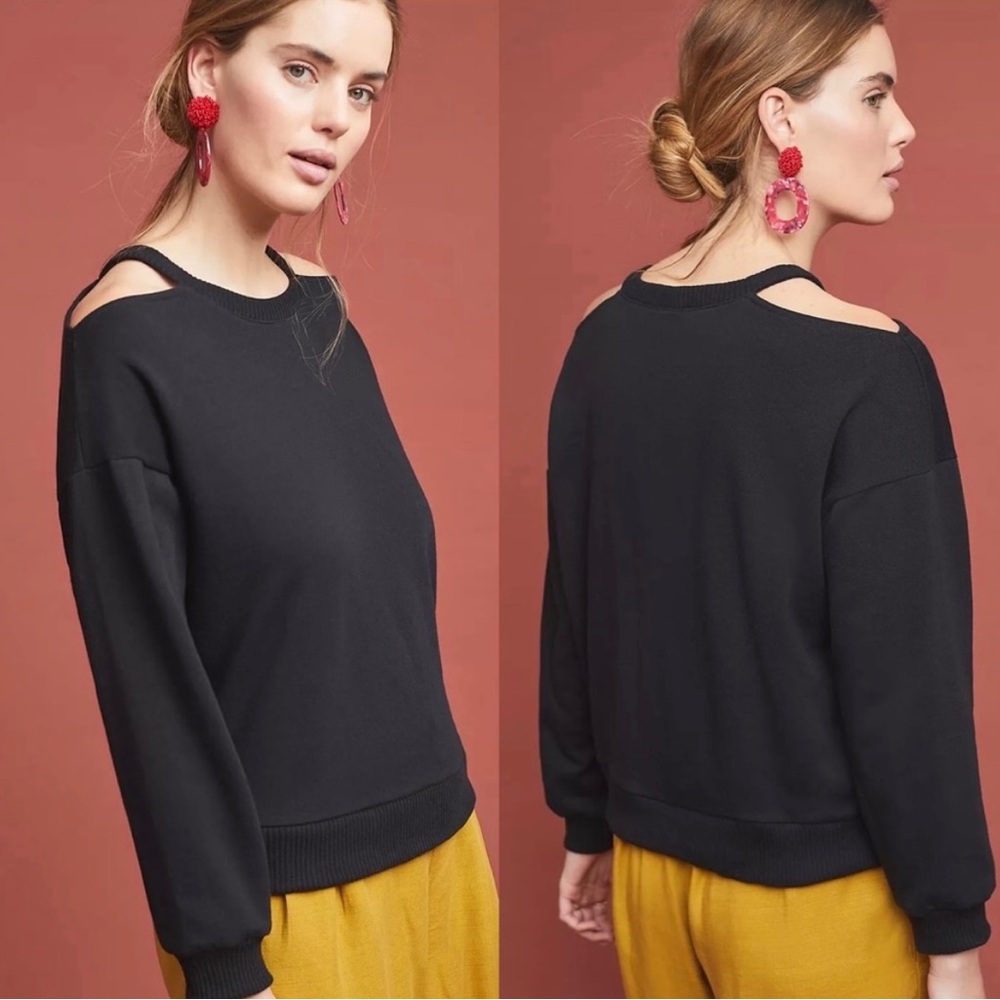 Anthropologie Maeve Open-Shoulder Sweatshirt